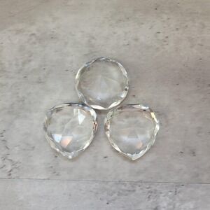 Lot 3 Large Teardrop Faceted Crystal‎ Glass Paperweight Prism 2.5 Inch Ornament